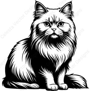 Persian Cat Portrait Clipart Set - 4 Vector Images for Digital Download ...