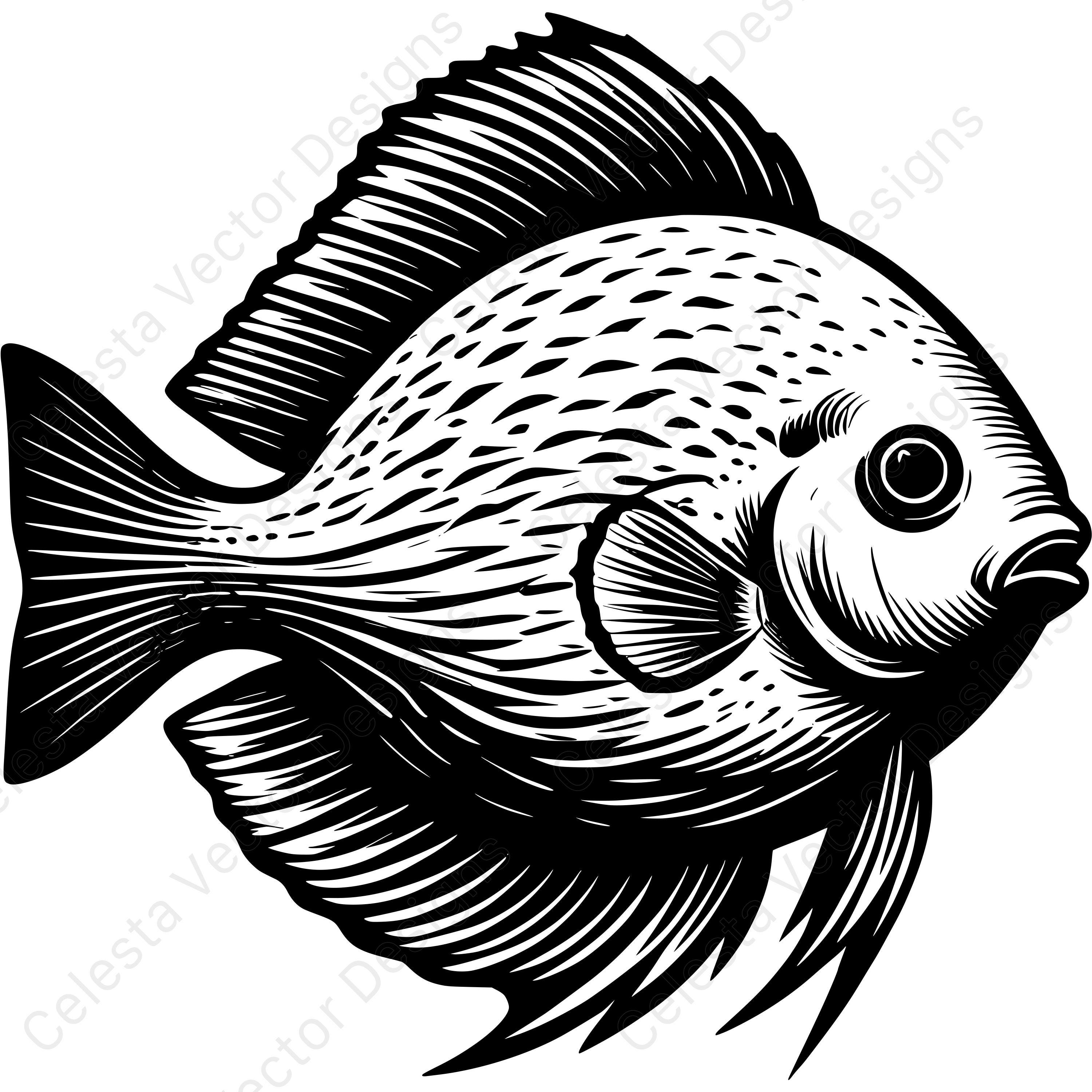 Discus Fish Vector Clipart Set - 4 Digital Download Images for Cricut ...