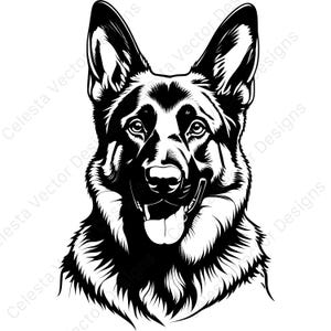 Happy german shepherd dog clipart set of 4 vector images for digital download svg png jpg pdf eps for cricut silhouette projects