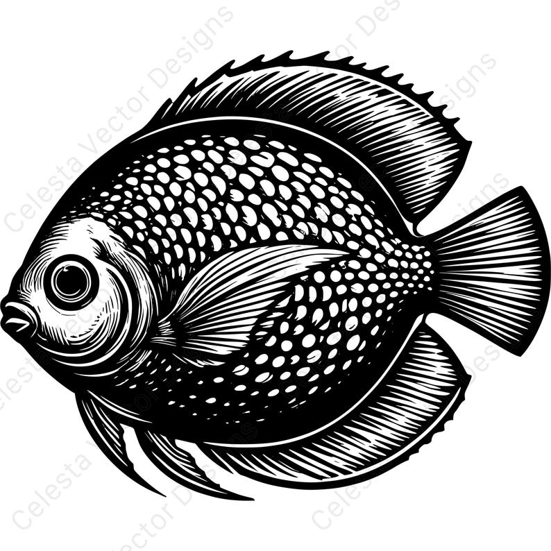 Discus Fish Vector Clipart Set - 4 Digital Download Images for Cricut ...