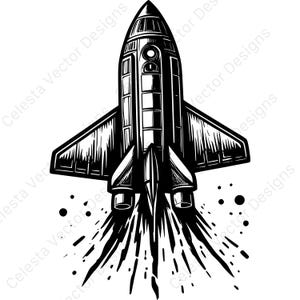Rocket ship clipart set - 4 vector images for digital download - svg, png, jpg, pdf, eps files for cricut and silhouette projects