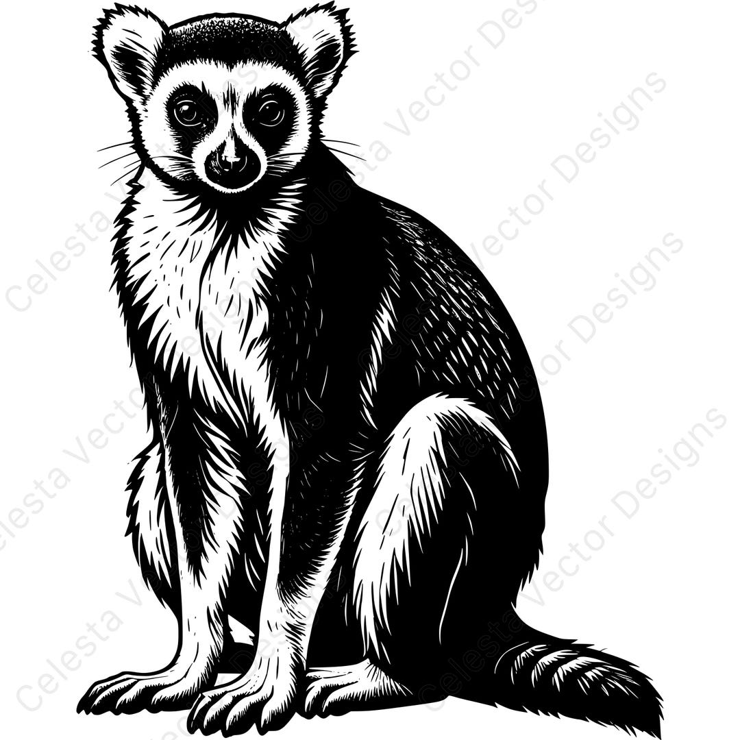 Lemur Portrait Vector Clipart - 4 Images Digital Download for Cricut ...
