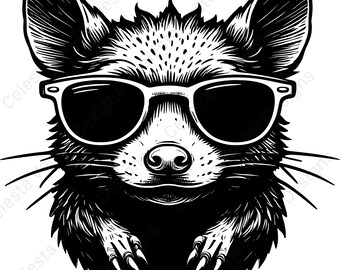 Retrato de ajolote con gafas de sol - 4 imágenes digitales para descargar en formato Cricut, Silhouette, SVG, PNG, JPG, PDF y EPS