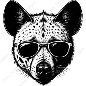 Hyena portrait cool sunglasses vector clipart digital download - 4 images for cricut, silhouette, svg, png, jpg, pdf, eps files