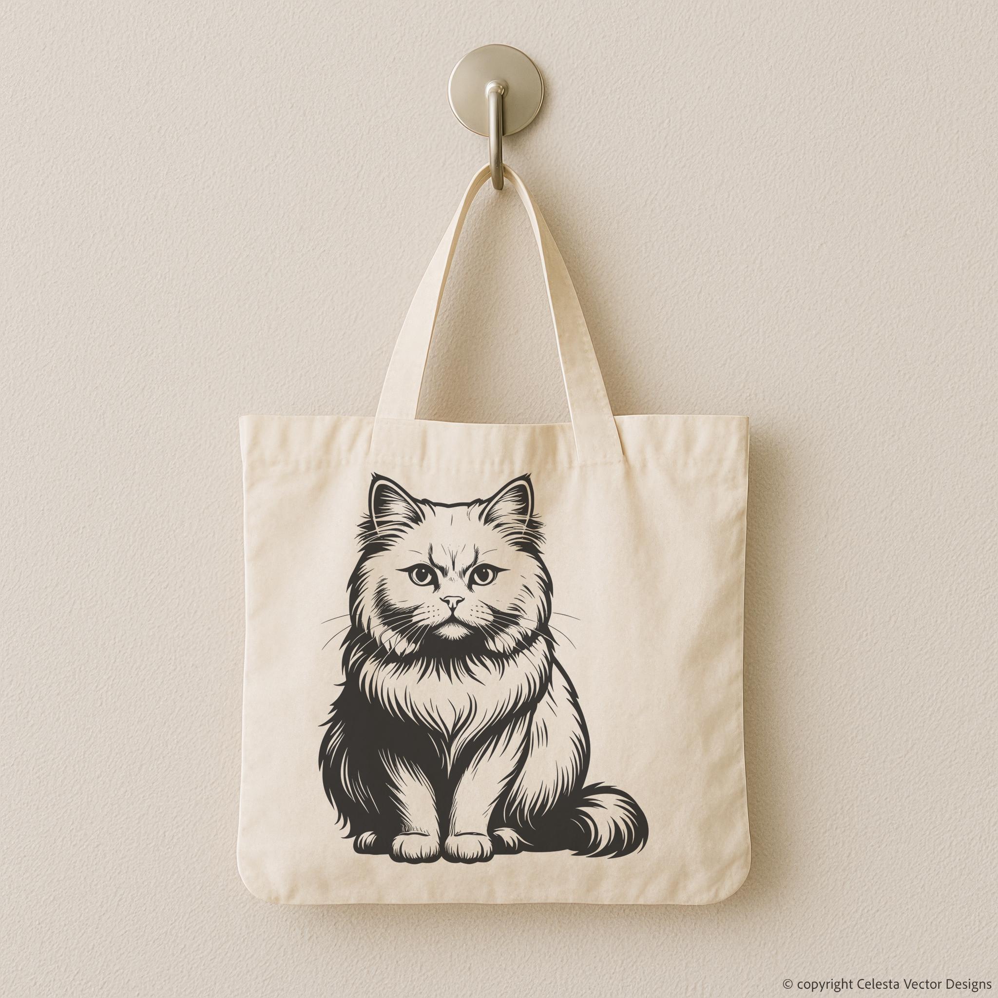Persian Cat Portrait Clipart Set - 4 Vector Images for Digital Download ...
