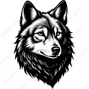 Wolf portrait vector clipart set of 4 digital download svg png jpg pdf eps for cricut silhouette and crafting projects