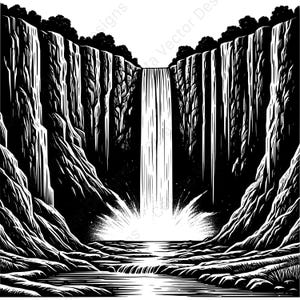 Waterfall vector clipart set of 4 images for digital download svg png jpg pdf eps files for cricut and silhouette projects