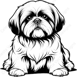 Shih tzu dog resting clipart - 4 digital download images, vector svg, png, jpg, pdf, eps files for cricut, silhouette projects