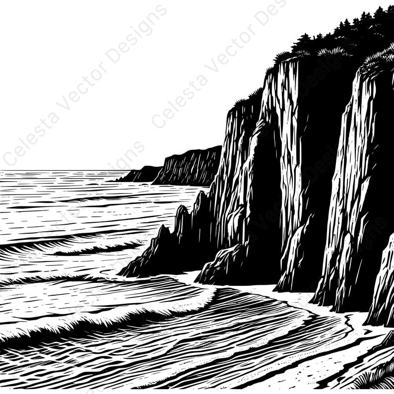 Coastal Bluff Vector Clipart Digital Download - 4 Images Svg Png Jpg ...
