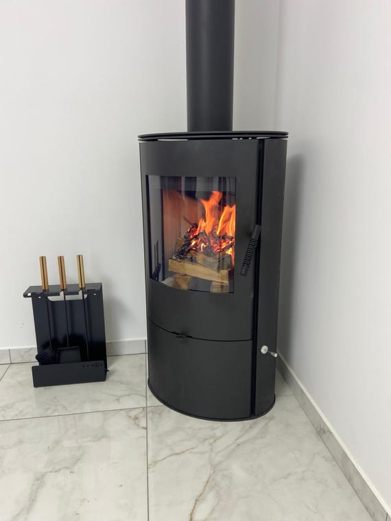 Kamin-Werkzeug-Set für Holzofen moderne Naturholzgriffe im skandinavischen Stil