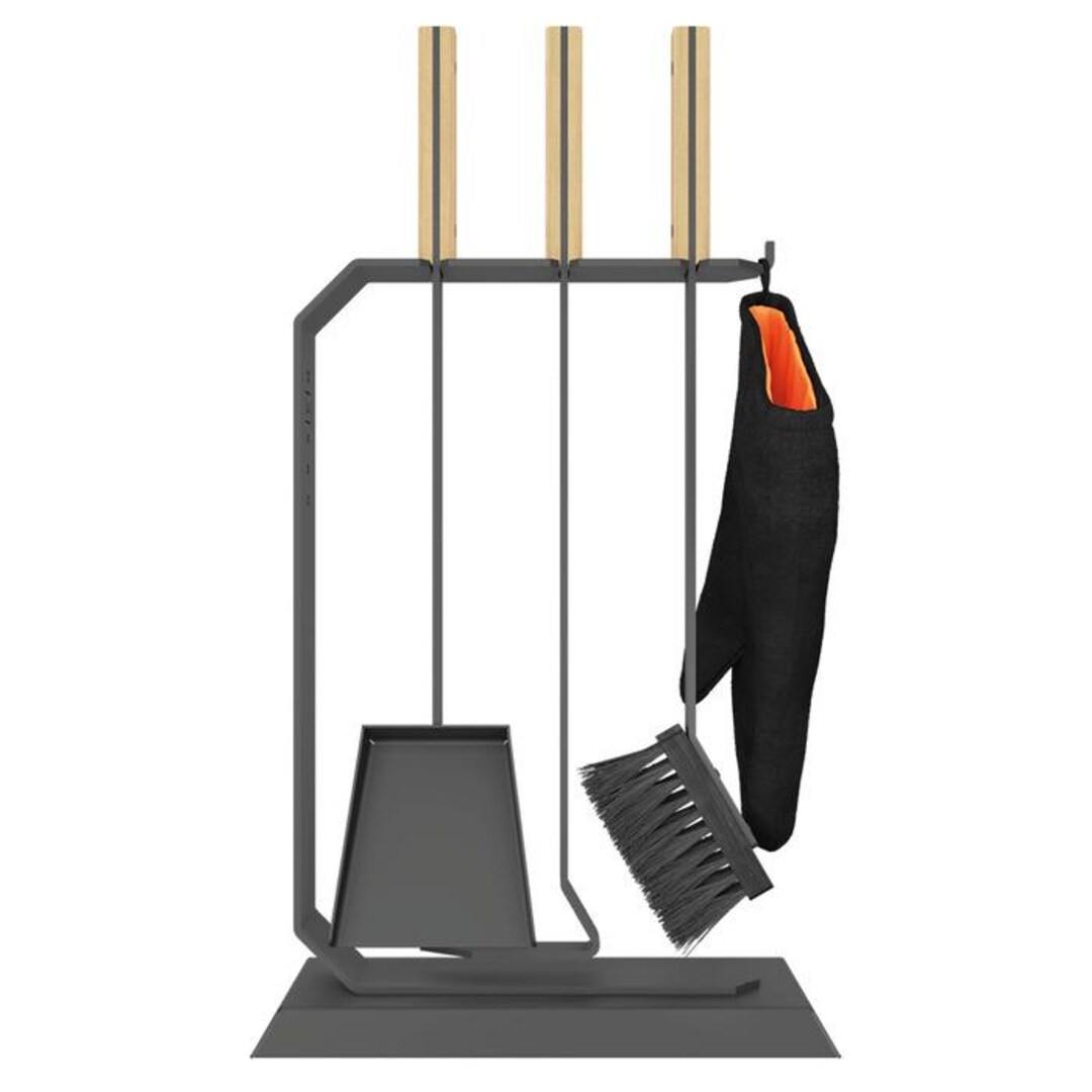 Modern Fireplace Tool Set With Leather Glove – Minimalist Hearth Tools ...