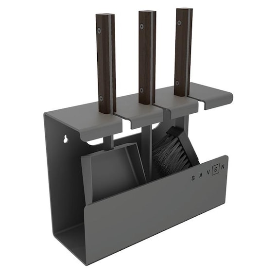 Kamin-Werkzeug-Set: Schwarzer Stahl mit Wenge-Holzgriffen, Holzofenzubehör