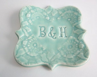 Personalized Ceramic Victorian Ring Dish Ring Holder