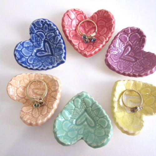 Bridal Shower Favor Heart Ring Dish Etsy