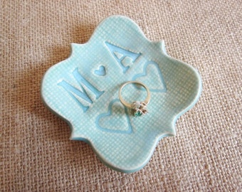 Monogrammed Wedding ring holder ring dish home decor