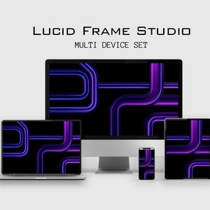 Fondo de pantalla de escritorio con vetas violetas / Fondo digital 8K Ultra HD / Arte abstracto para PC/Mac / Líneas moradas / LF13