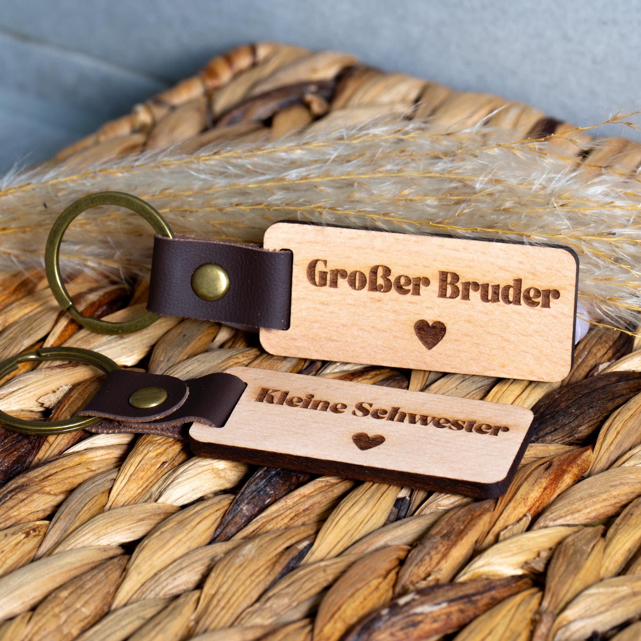 Welsky Schlüsselanhänger Geschenk Für Schwester - Mit Gravur, Edelstahl, Herz-Anhänger