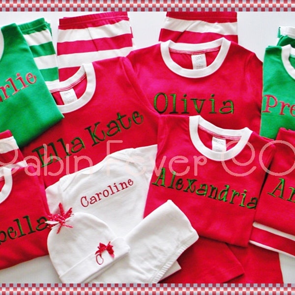 Christmas Pajamas, Limited sizes remain - Green Only - Size 10
