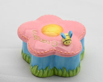 Vintage Russ Grandma I Love You Ceramic Trinket Box Set | Bee Lid