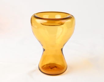 Vintage Riihimäen Lasi Carmen Amber Vase Candleholder, Finland Art Glass