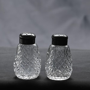 Antique Fostoria Czarina (OMN) EAPG Salt and Pepper Shakers – Pineapple & Fans Pattern, 1895, Sterling Silver Tops, 2.75” Vintage Set