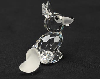 Vintage Swarovski Mini Sitting Fox 014955 | Block Logo | Frosted Tail & Nose | Crystal Woodland Friends