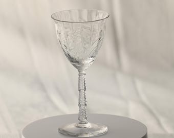 5 Mid Century Modern Libbey Rocke Sharpe Cordial Port Glasses: Floral Arch Optic Bowl