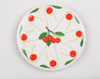Vintage Shafford Fruit Time Plates Set, 1979 Enola Cherry Peach Dessert Appetizer