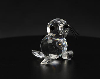 Swarovski Crystal Mini Seal V3 Black Whiskers 012530 | Retired Baby Seal Figurine | 1986–2005