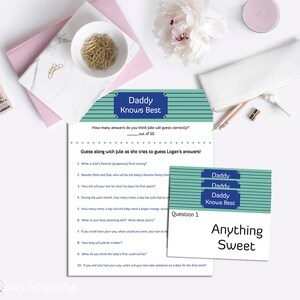 Baby Shower Game Includes Answer Sheets for Guests and Answer Reveal Cards for Host Daddy Knows Best