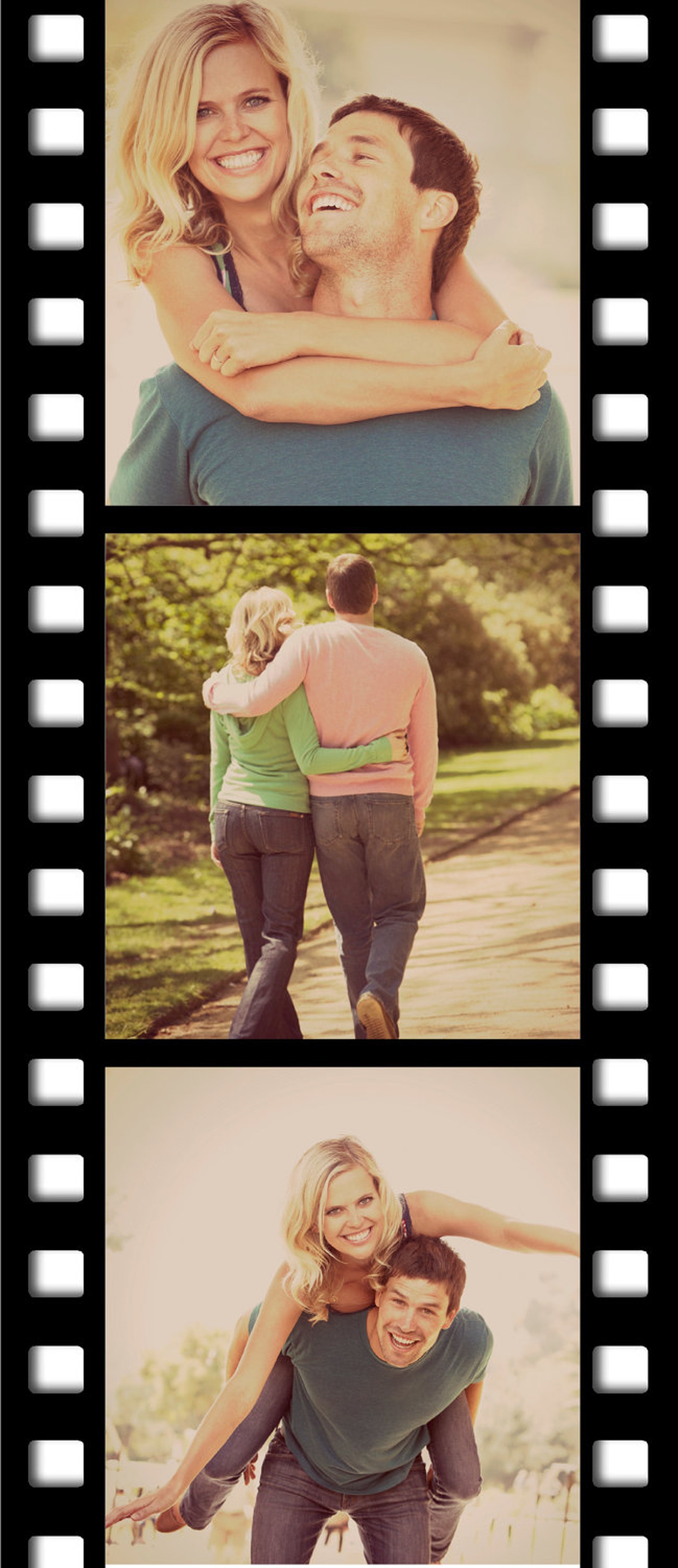 save the date card vintage film strip with photos double