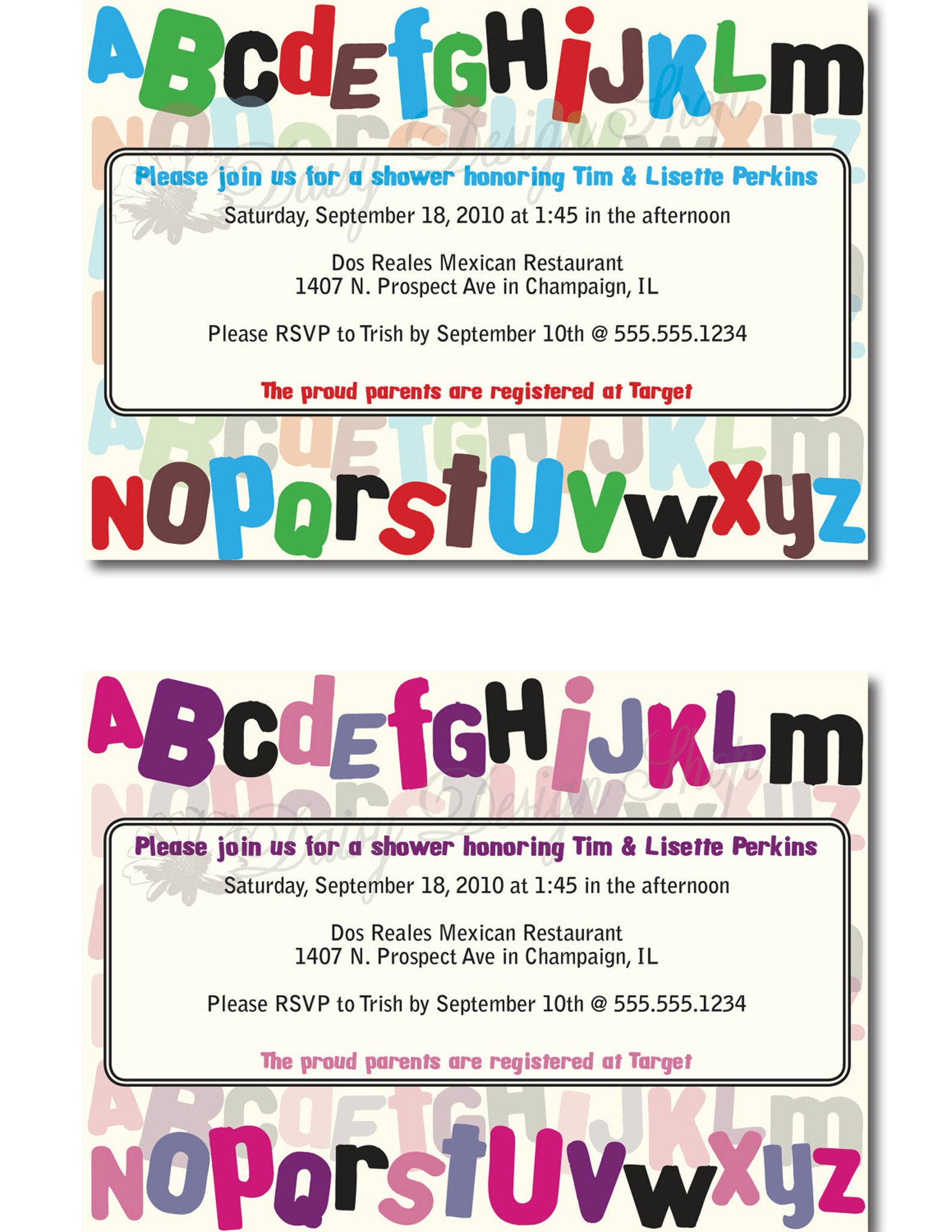 Baby Shower Invitation Colorful Fridge Alphabet Etsy
