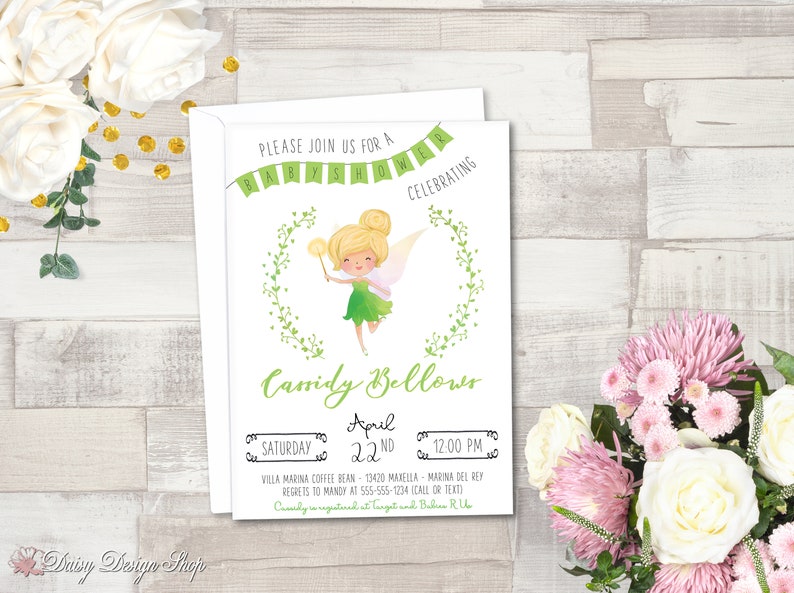 tinkerbell baby shower invitations