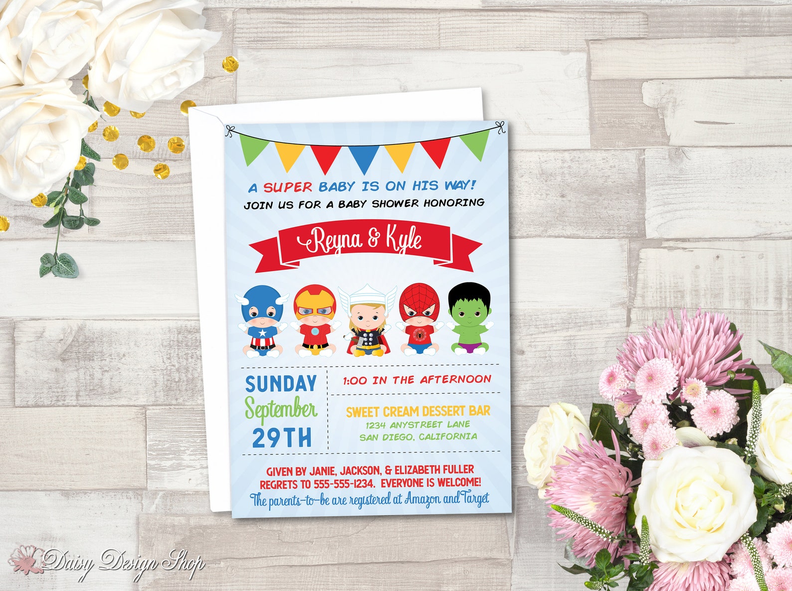 Baby Shower Invitation Superhero Avengers Babies Marvel Etsy