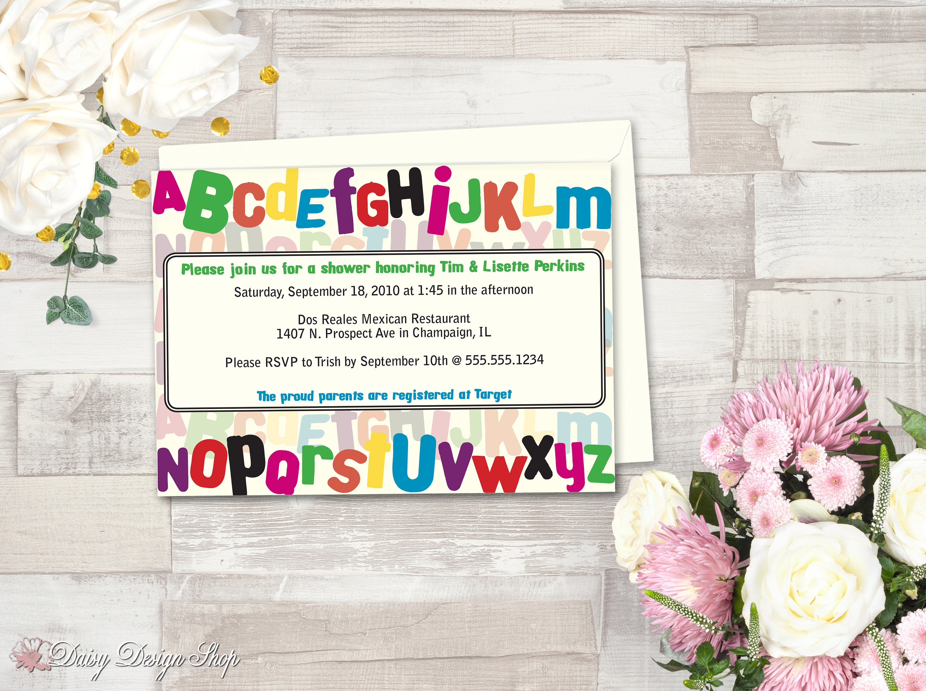 Baby Shower Invitation Colorful Fridge Alphabet Etsy