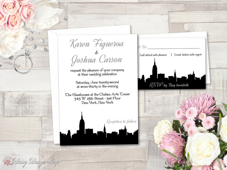 Wedding Invitation New York City Silhouette Invitation and Etsy