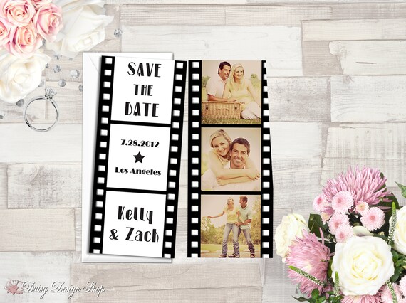 Save the Date Card Vintage Film Strip with Photos Double | Etsy