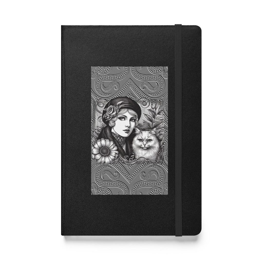 Hardcover 1920s Art Deco A Lady and Her Cat Notebook / Journal - 5.5