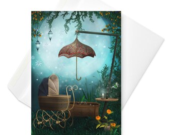FANTASY BABY BUGGY Greeting Card from Strange Occasions - Blank Inside - 3 size options - high-quality paper envelope included