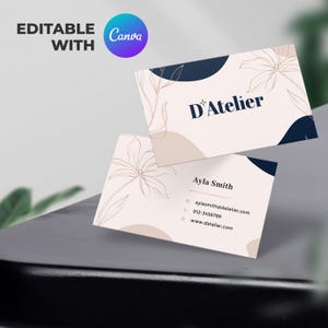 Plantilla de tarjeta de presentación moderna, elegante y minimalista, editable en Canva, descarga instantánea, tarjeta de presentación imprimible, tarjeta de presentación DIY