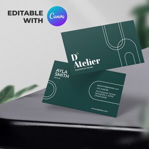 Plantilla de tarjeta de presentación moderna, elegante y minimalista, editable en Canva, descarga instantánea, tarjeta de presentación imprimible, tarjeta de presentación DIY