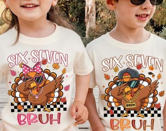 Funny Six Seven Bruh Meme Turkey Kids PNG SVG, 67 Thanksgiving Png, 6 7 Bruh Turkey Png, Retro Six Seven, Six seven thanksgiving svg