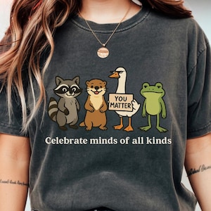 Autism Awareness PNG: Goose & Raccoon Sublimation Design (Digital Download)