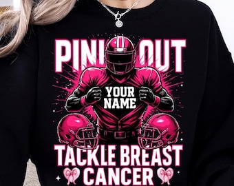 Custom Breast Cancer Football Png, Pink Out Tackle Breast Cancer Png, Breast Cancer Awareness PNG, Game Day Png, Pink Ribbon, Fight Cancer