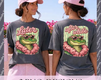 Später Gator PNG, Danach während Krokodil Digital Design, Preppy Girly Gator Sublimation, Kokette Boutique, Respektieren Sie die Einheimischen, Trendige PNG