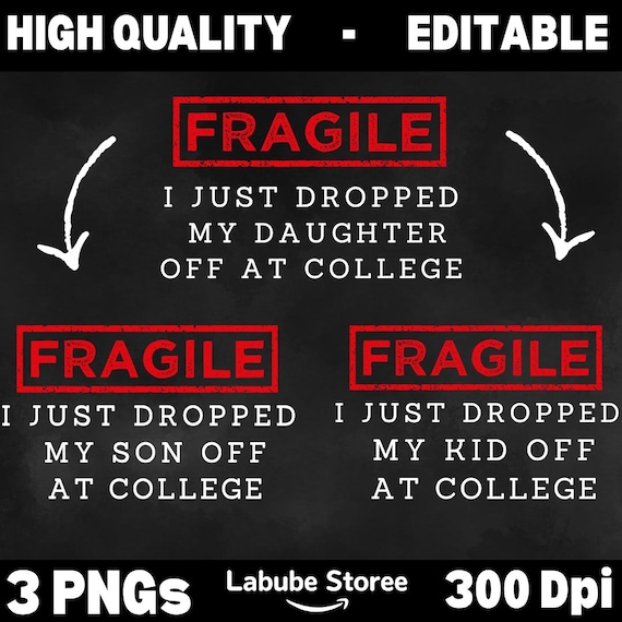 Funny College Drop-Off PNG SVG Bundle: Editable Mom/Dad Designs