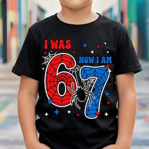 Spinne, ich war 6, jetzt bin ich 7 Png Shirt, 7.Geburtstag Junge Shirt, Superheld Sechs Sieben Meme Sublimation, Kinder drehen 7 Digital, Spinnennetz