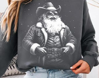 Cowboy Santa PNG, Western Christmas Shirt Design, Vintage Santa Claus Art, Rustic Holiday Png, Classic Holiday Png, Country Xmas Graphic