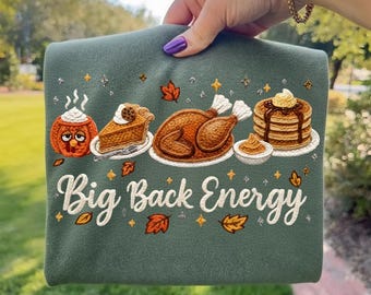 Big Back Energy faux yarn PNG, Coquette Fall Png, Pumpkin Thanksgiving Png, Preppy Thanksgiving PNG, Thankful Png,Faux Glitter, Coquette Png