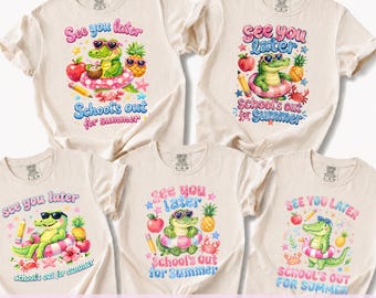 Schulen für Sommer Bundle Png, bis später Alligator, letzter Tag der Schul Sublimation, Retro Lehrer Pause Shirt Digitale Dateien